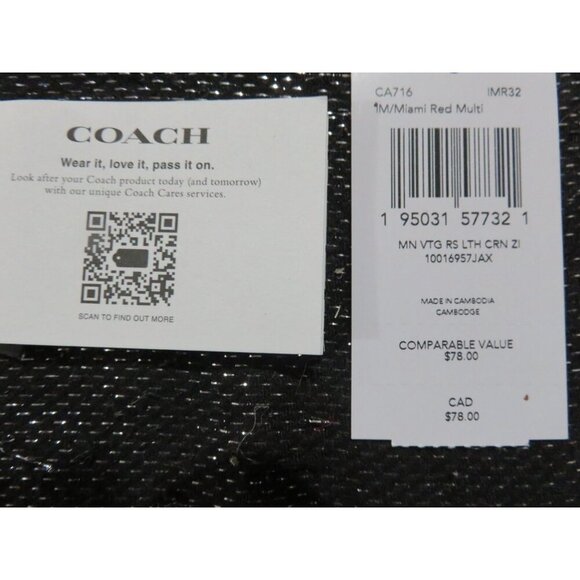 COACH Corner Zip Wristlet Miami Red Rose Print 4 X 6 - Picture 10 of 13